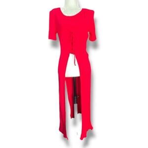 Vintage All That Jazz Red Tie Front Layered Jacket Duster 90s Romantic Eclectic